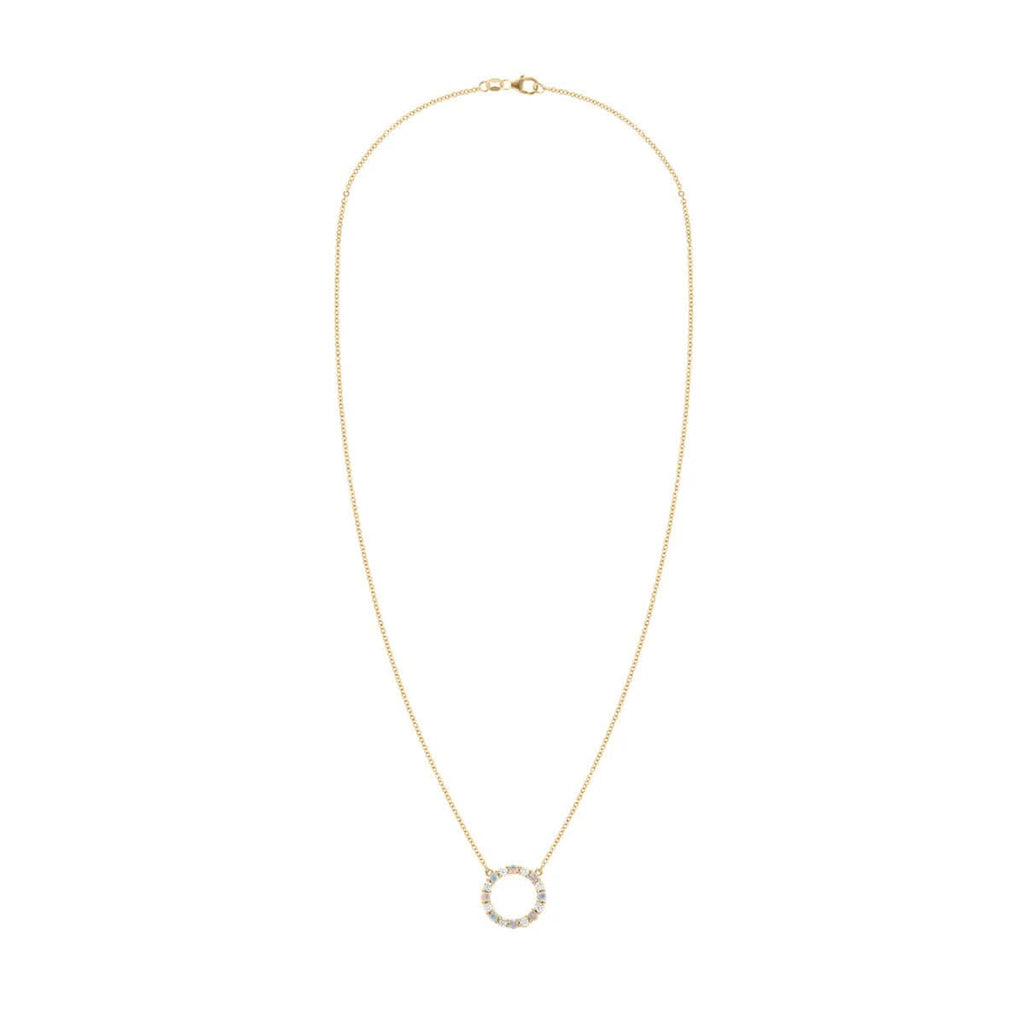 Rosecliff Circle Diamond & Opal Necklace in 14k Gold (October)