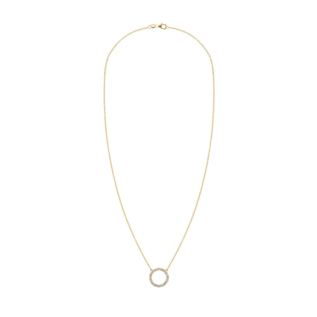 Rosecliff Circle Opal Necklace in 14k Gold (October)