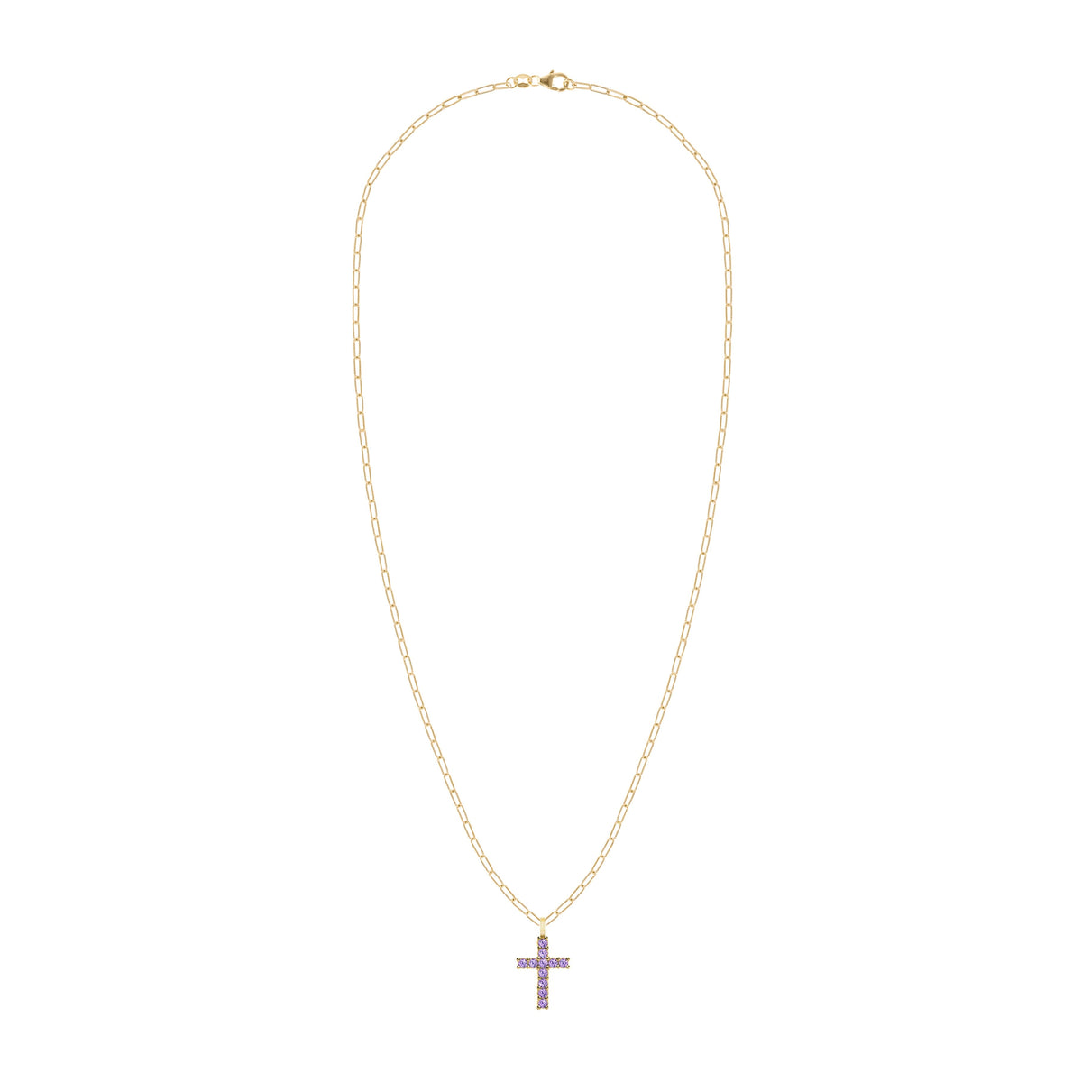 Rosecliff Cross Amethyst Pendant in 14k Gold (February)