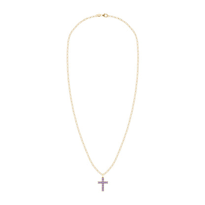 Rosecliff Cross Amethyst Pendant in 14k Gold (February)