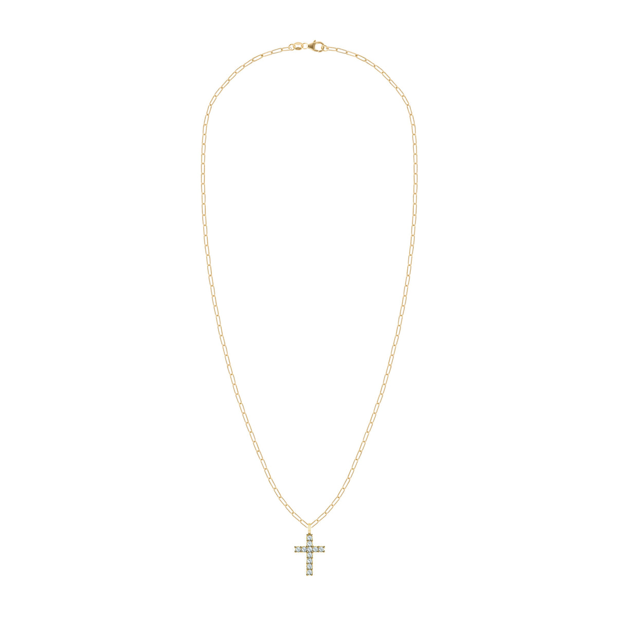 Rosecliff Cross Aquamarine Pendant in 14k Gold (March)