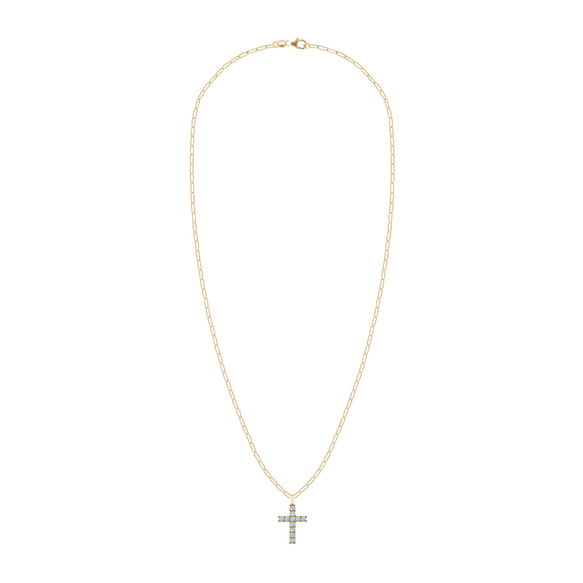 Rosecliff Cross Nantucket Blue Topaz Pendant in 14k Gold (December)