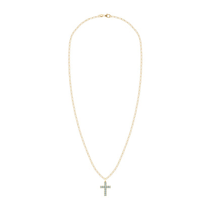 Rosecliff Cross Nantucket Blue Topaz Pendant in 14k Gold (December)