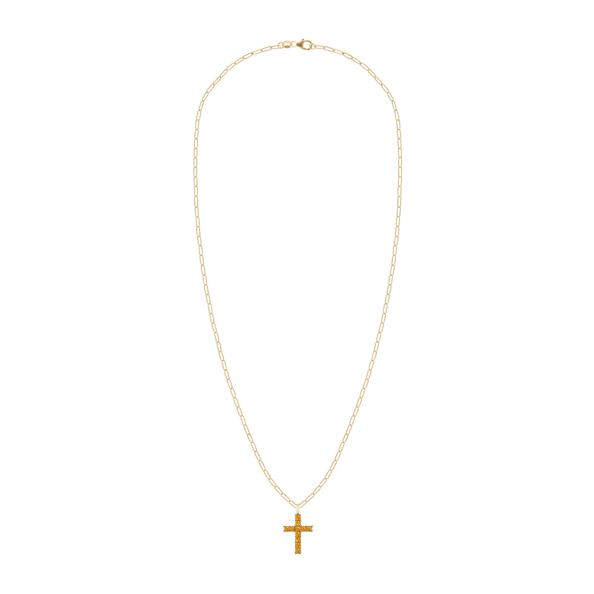 Rosecliff Cross Citrine Pendant in 14k Gold (November)