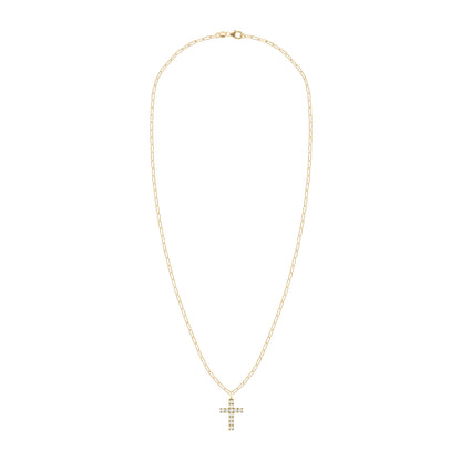Rosecliff Cross Diamond Pendant in 14k Gold (April)