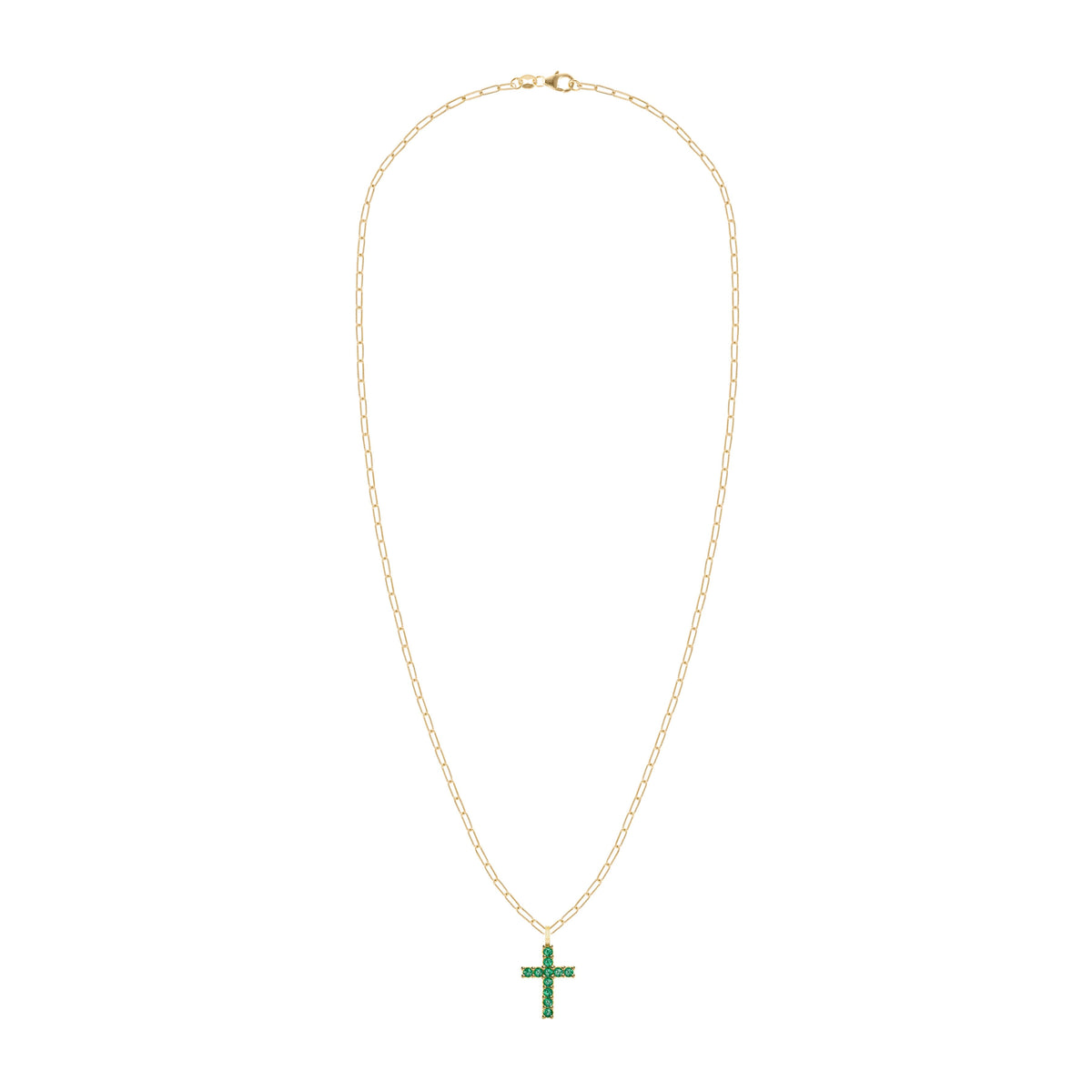 Rosecliff Cross Emerald Pendant in 14k Gold (May)