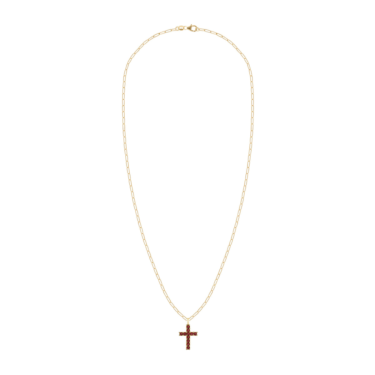 Rosecliff Cross Garnet Pendant in 14k Gold (January)