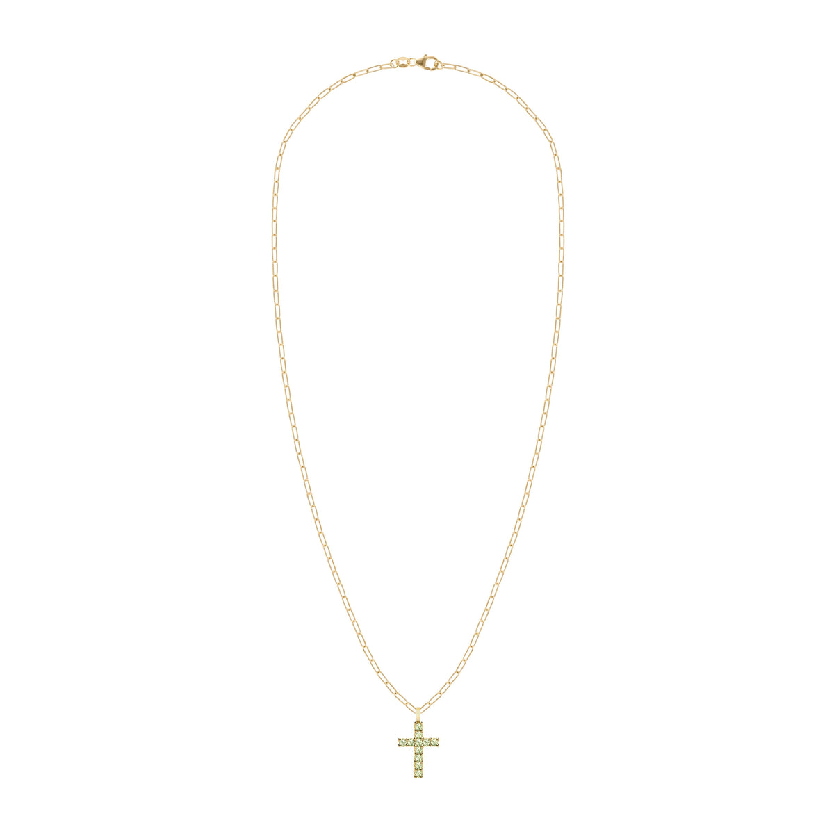 Rosecliff Cross Peridot Pendant in 14k Gold (August)
