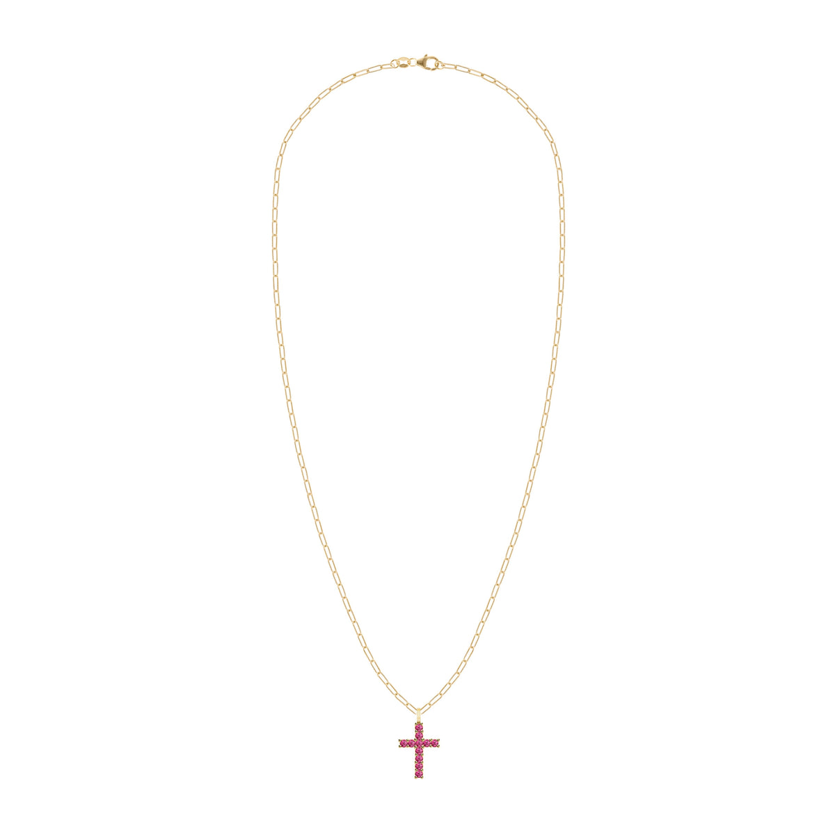 Rosecliff Cross Ruby Pendant in 14k Gold (July)