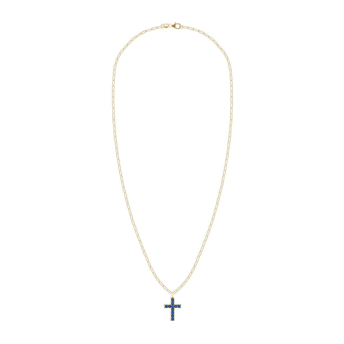 Rosecliff Cross Sapphire Pendant in 14k Gold (September)
