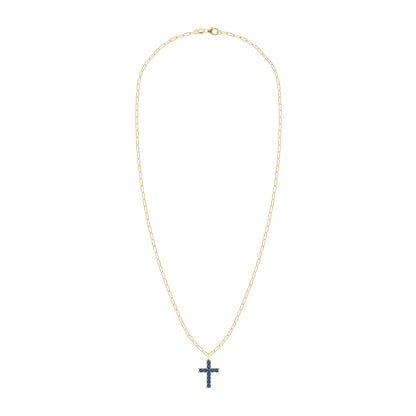 Rosecliff Cross Sapphire Pendant in 14k Gold (September)