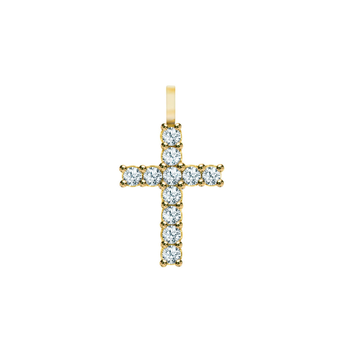Rosecliff Cross Aquamarine Pendant in 14k Gold (March)