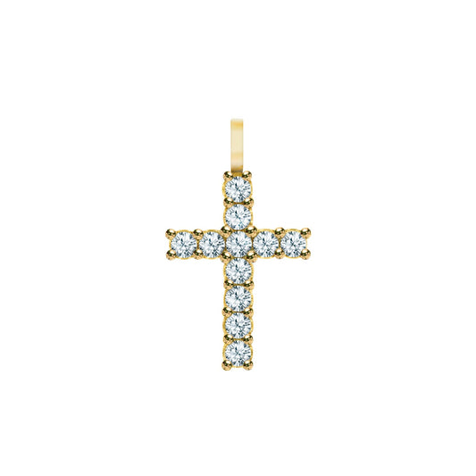 Rosecliff Cross Aquamarine Pendant in 14k Gold (March)