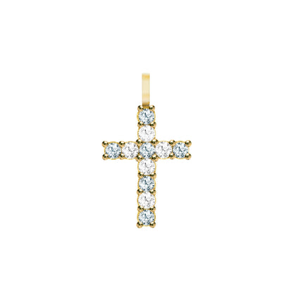 Rosecliff Cross Diamond & Aquamarine Pendant in 14k Gold (March)