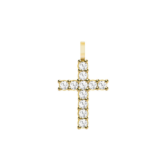 Rosecliff Cross White Topaz Pendant in 14k Gold (April)