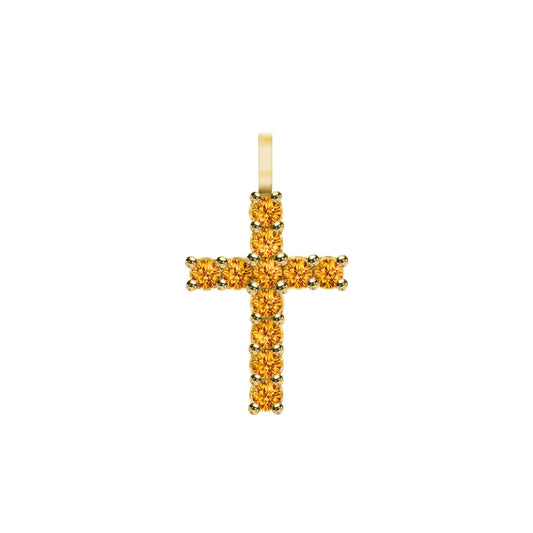 Rosecliff Cross Citrine Pendant in 14k Gold (November)