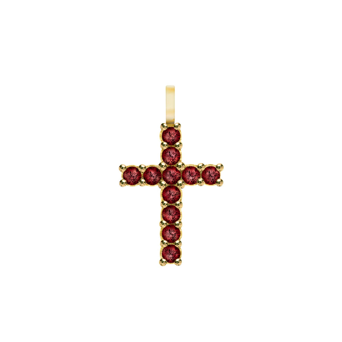 Rosecliff Cross Garnet Pendant in 14k Gold (January)