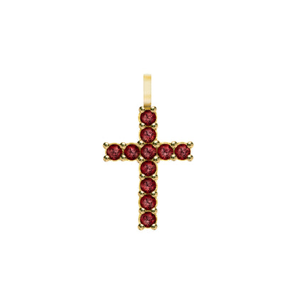 Rosecliff Cross Garnet Pendant in 14k Gold (January)
