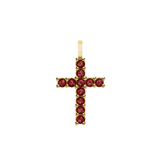 Rosecliff Cross Garnet Pendant in 14k Gold (January)