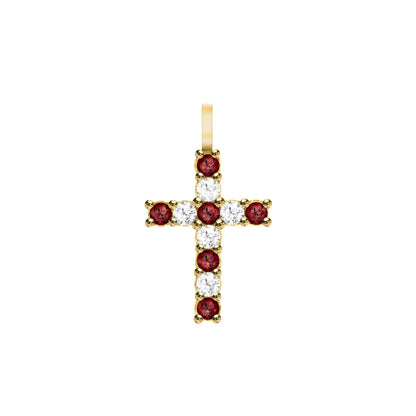 Rosecliff Cross Diamond & Garnet Pendant in 14k Gold (January)