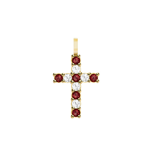 Rosecliff Cross Diamond & Garnet Pendant in 14k Gold (January)