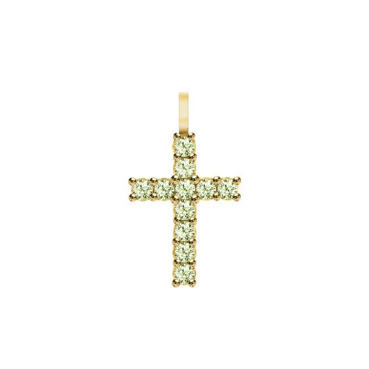 Rosecliff Cross Peridot Pendant in 14k Gold (August)