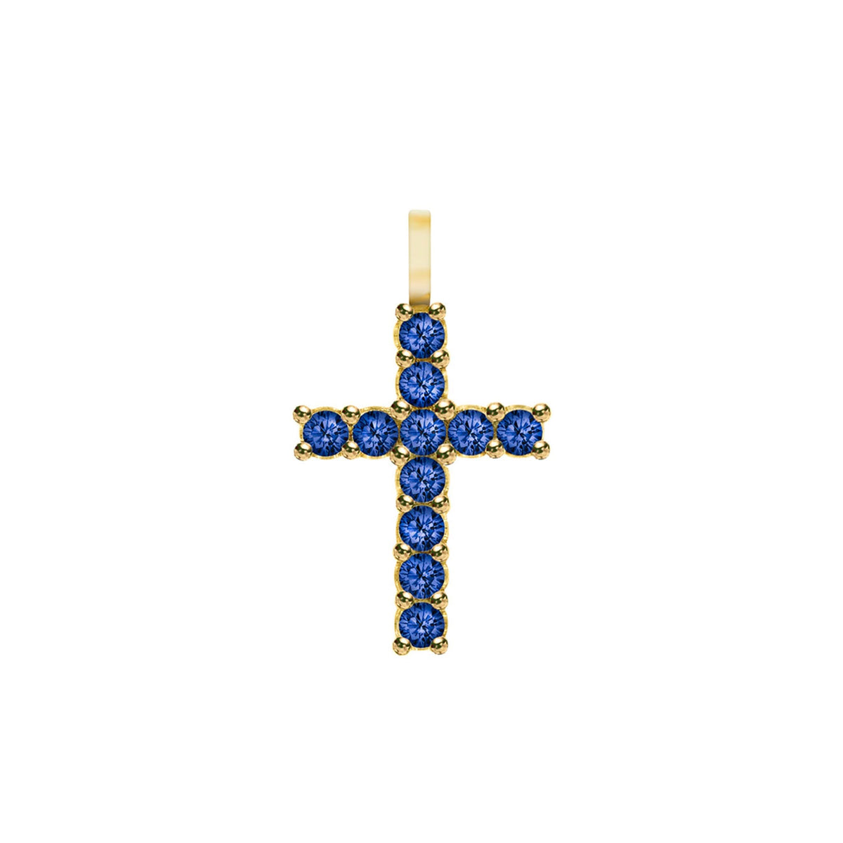 Rosecliff Cross Sapphire Pendant in 14k Gold (September)