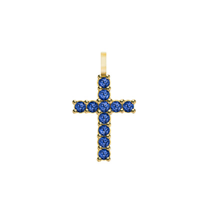 Rosecliff Cross Sapphire Pendant in 14k Gold (September)