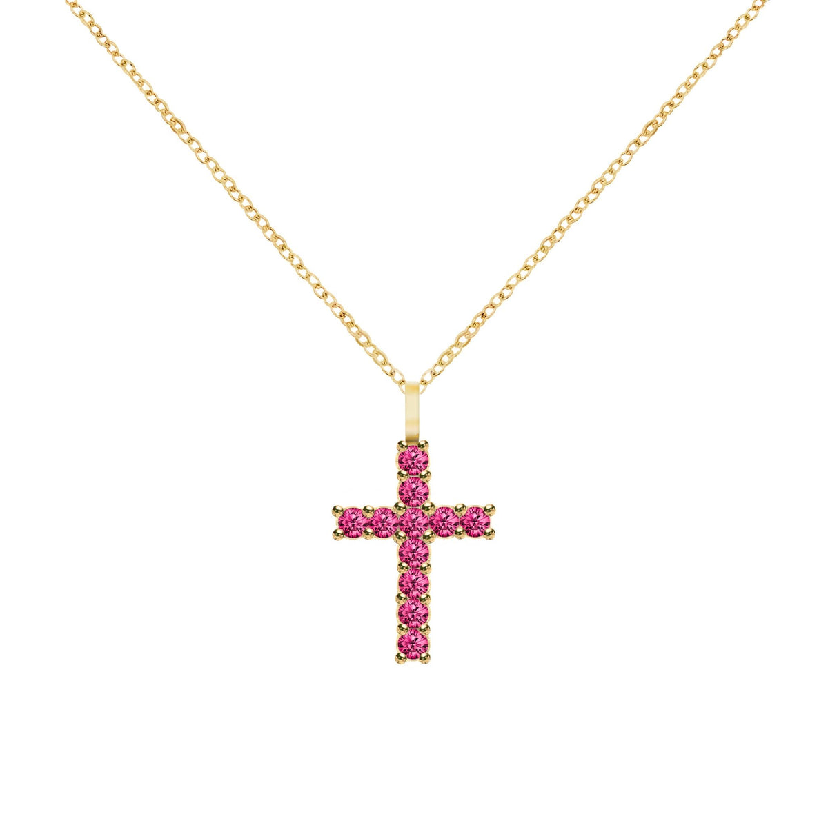 Rosecliff Cross Ruby Pendant in 14k Gold (July)