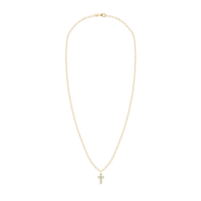 Rosecliff Small Cross White Topaz Pendant in 14k Gold (April)