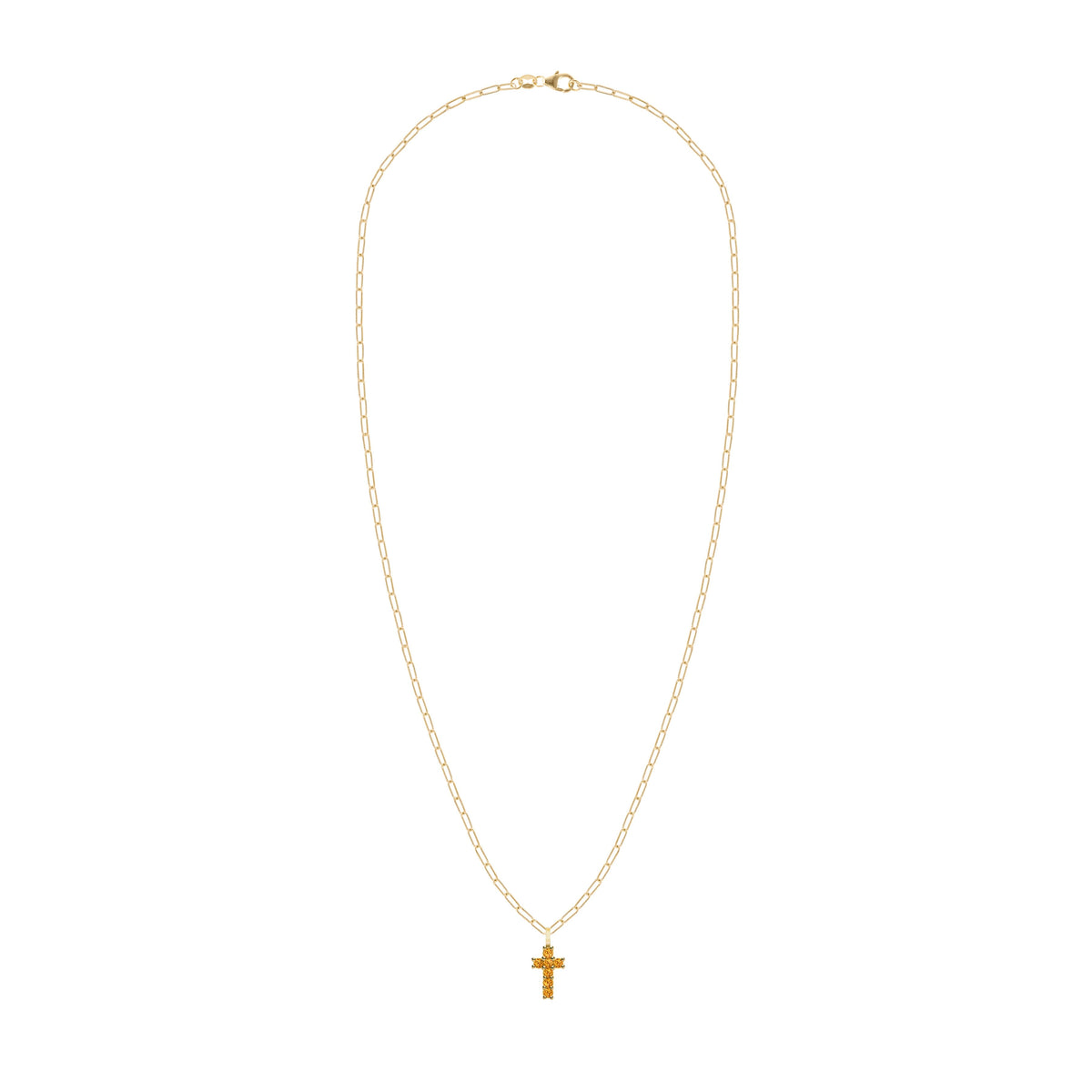 Rosecliff Small Cross Citrine Pendant in 14k Gold (November)