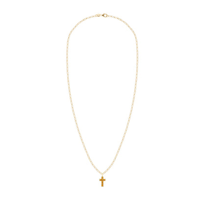 Rosecliff Small Cross Citrine Pendant in 14k Gold (November)
