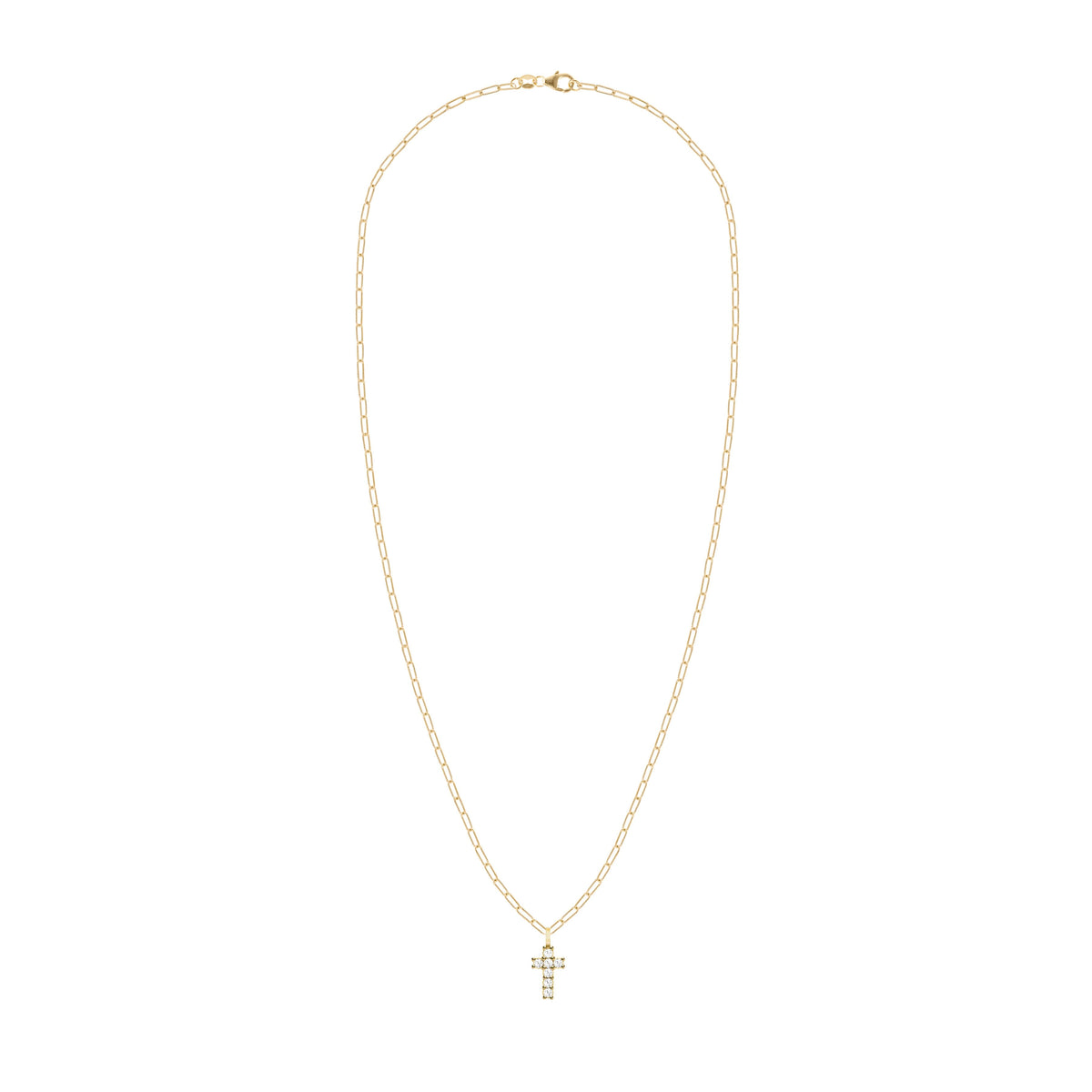 Rosecliff Small Cross Diamond Pendant in 14k Gold (April)