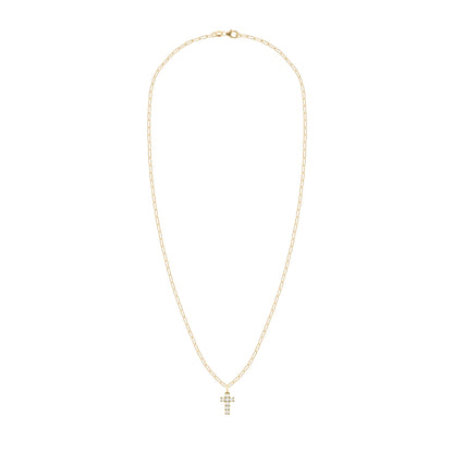 Rosecliff Small Cross Diamond Pendant in 14k Gold (April)
