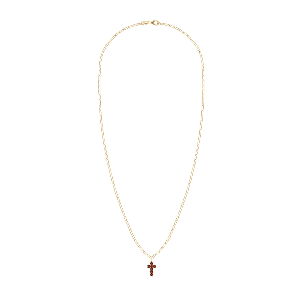 Rosecliff Small Cross Garnet Pendant in 14k Gold (January)