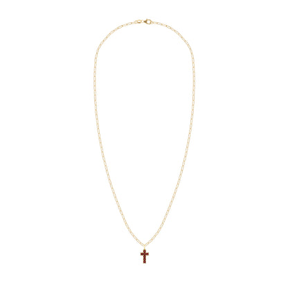 Rosecliff Small Cross Garnet Pendant in 14k Gold (January)