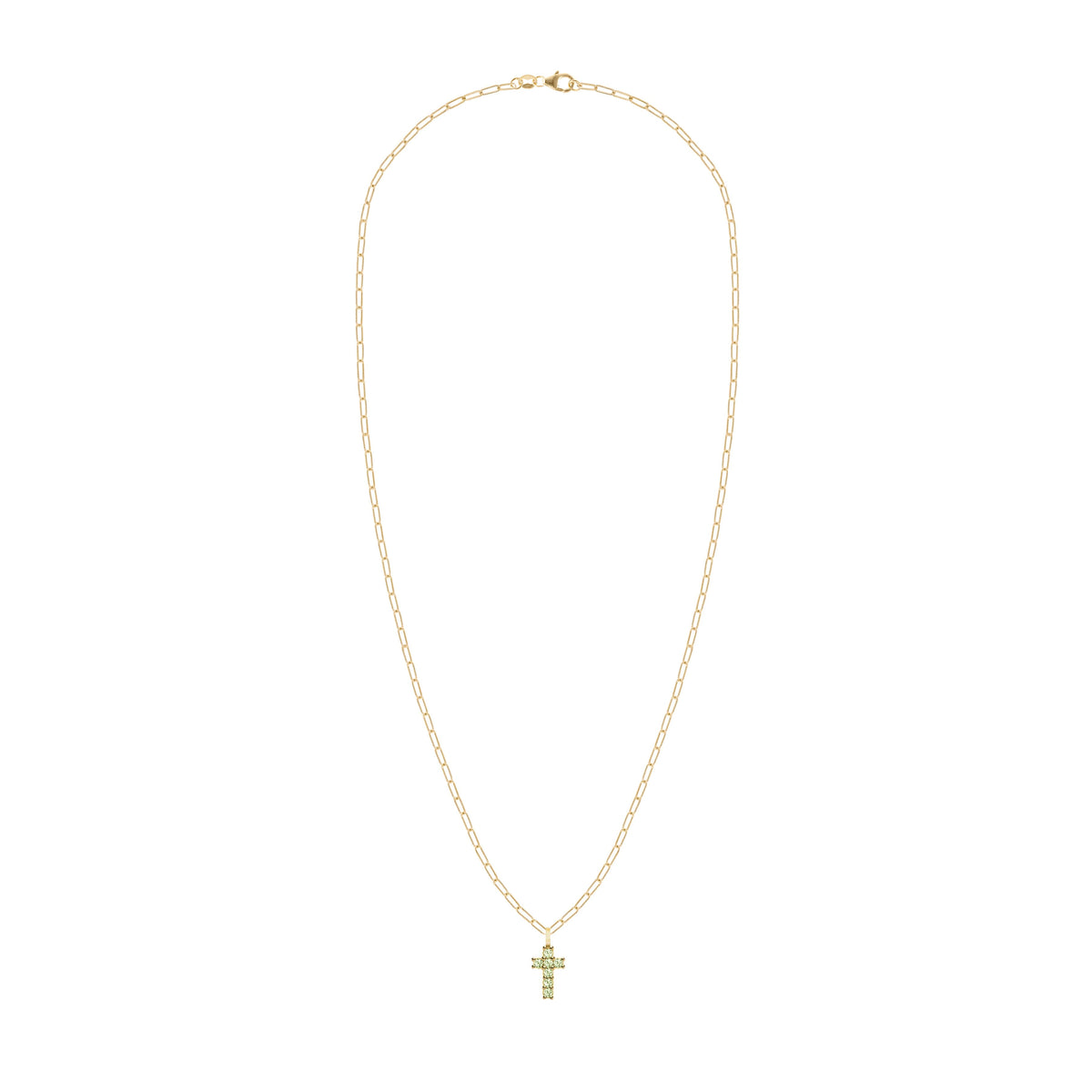 Rosecliff Small Cross Peridot Pendant in 14k Gold (August)