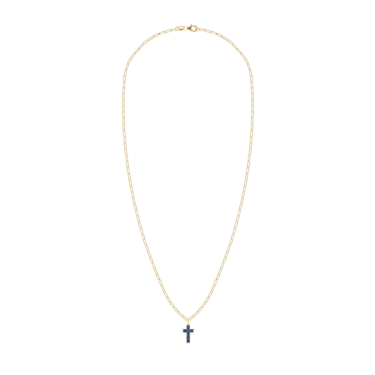 Rosecliff Small Cross Sapphire Pendant in 14k Gold (September)