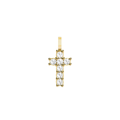 Rosecliff Small Cross White Topaz Pendant in 14k Gold (April)