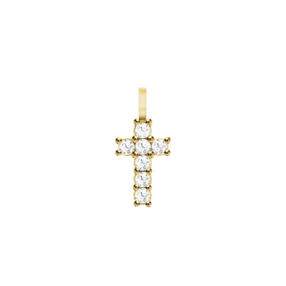 Rosecliff Small Cross Diamond Pendant in 14k Gold (April)