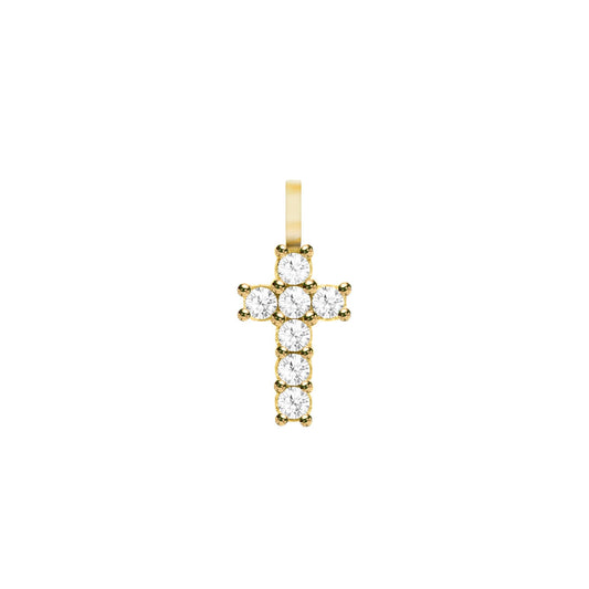 Rosecliff Small Cross Diamond Pendant in 14k Gold (April)