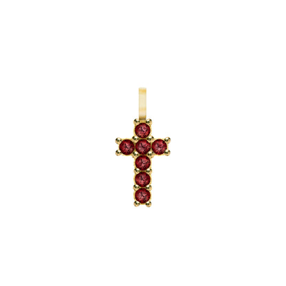 Rosecliff Small Cross Garnet Pendant in 14k Gold (January)