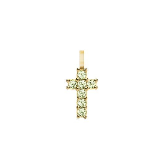 Rosecliff Small Cross Peridot Pendant in 14k Gold (August)