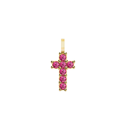 Rosecliff Small Cross Ruby Pendant in 14k Gold (July)