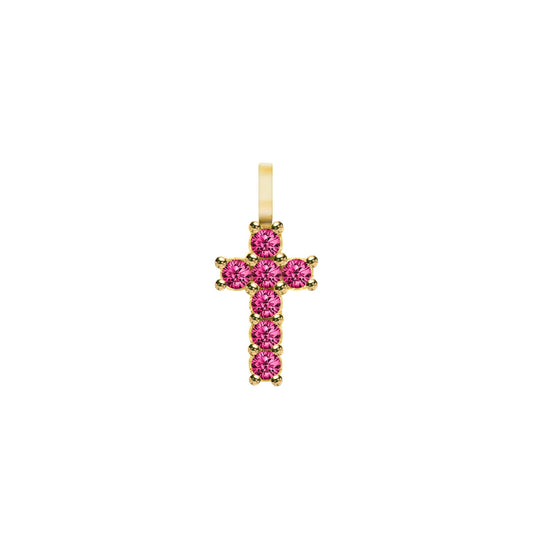 Rosecliff Small Cross Ruby Pendant in 14k Gold (July)