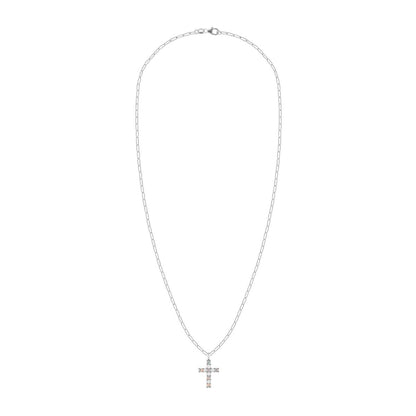 Rosecliff Cross Diamond & Opal Pendant in 14k Gold (October)