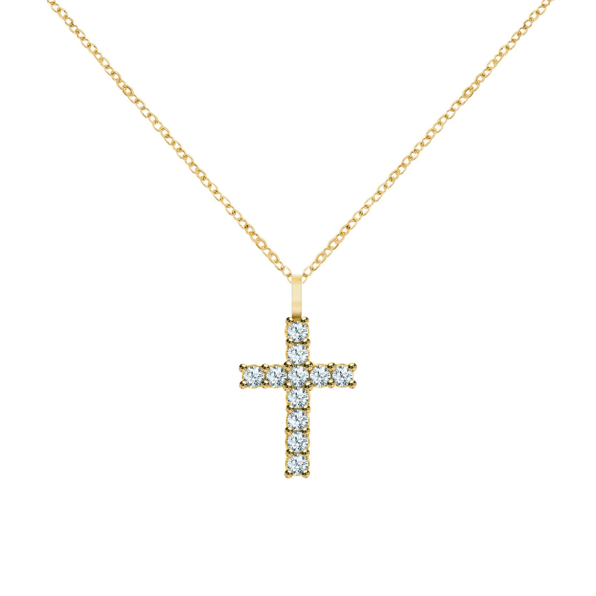 Rosecliff Cross Aquamarine Pendant in 14k Gold (March)