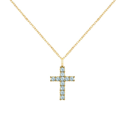 Rosecliff Cross Nantucket Blue Topaz Pendant in 14k Gold (December)
