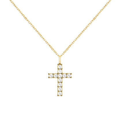 Rosecliff Cross Diamond Pendant in 14k Gold (April)