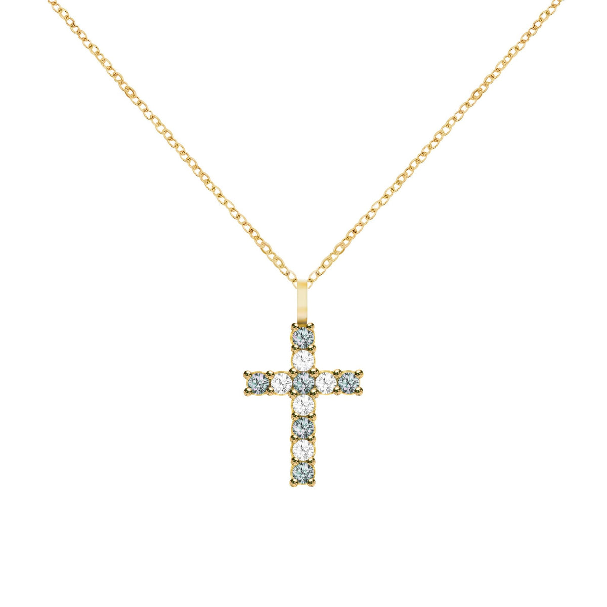 Rosecliff Cross Diamond & Alexandrite Pendant in 14k Gold (June)